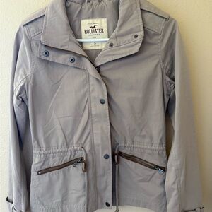 Hollister Gray Utility Jacket with Stand-Up Collar